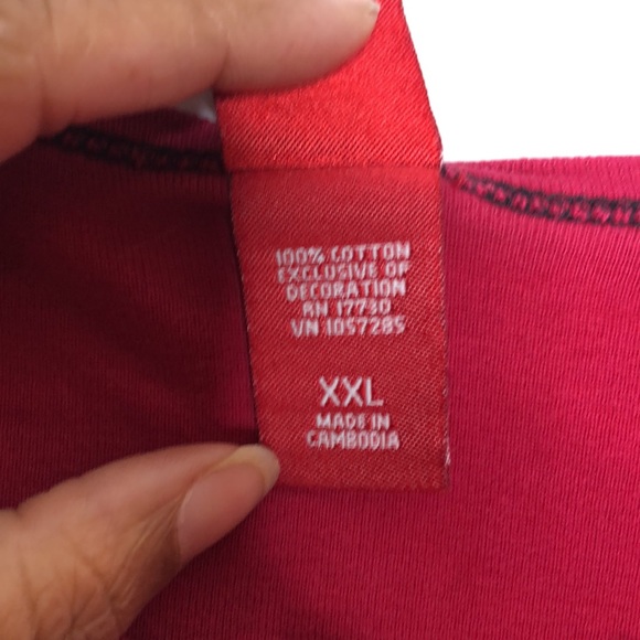 Womens Red Scotty Dog Embroidered Bow Long Sleeve Top PLUS SIZE XXL - Picture 2 of 7